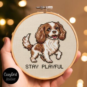 Cavalier King Charles Spaniel Cross Stitch Pattern, Blenheim Puppy Embroidery PDF Chart