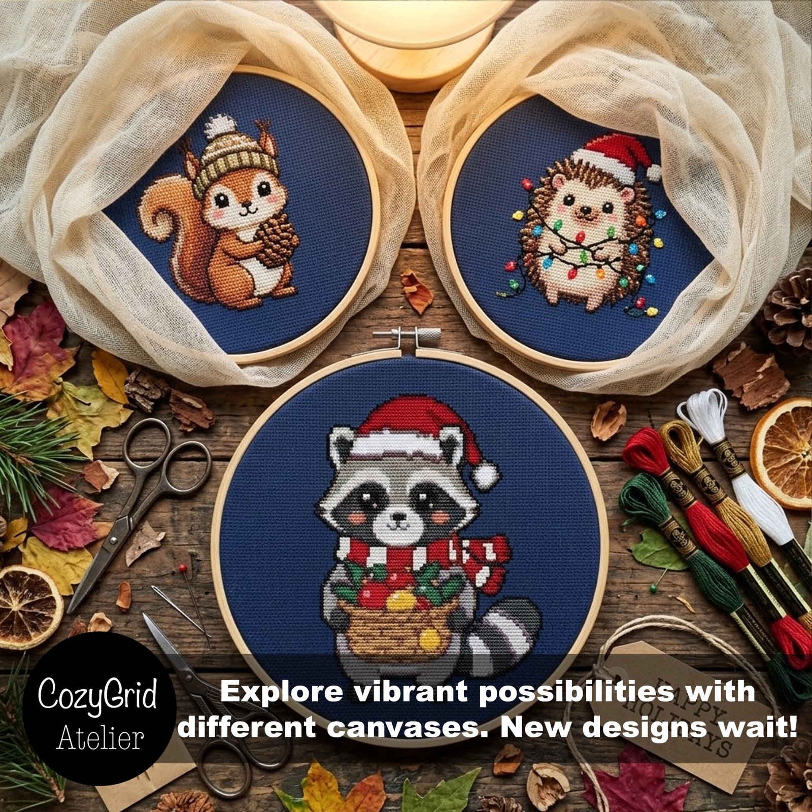 Cute Christmas Raccoon Cross Stitch Pattern, Winter Holiday Embroidery Chart PDF - Image 6